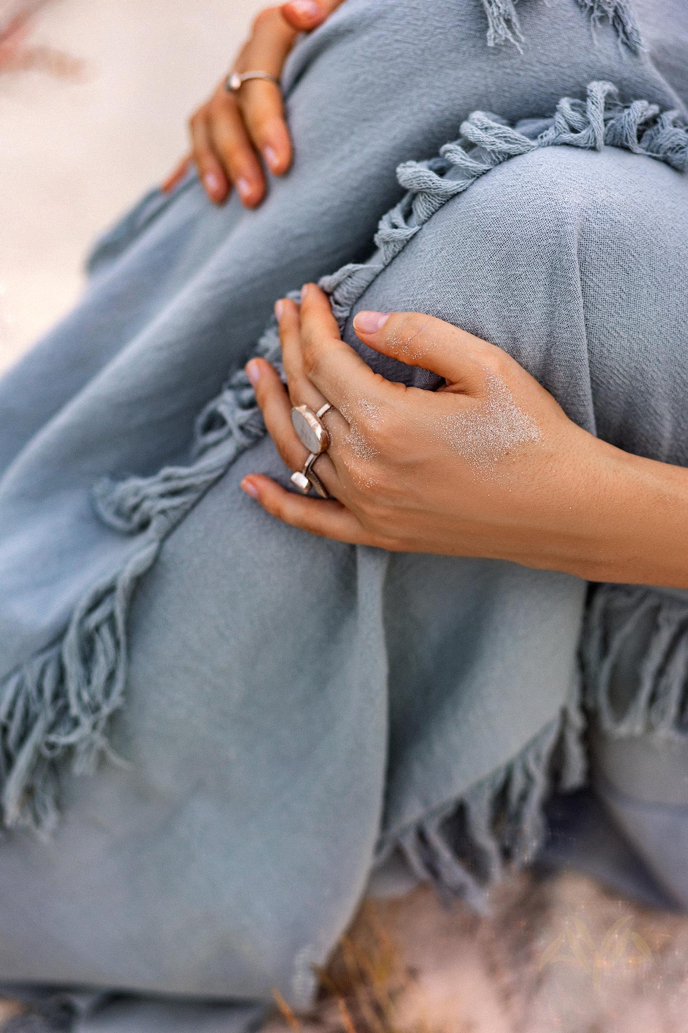 NEW! Sky Blue Tassel Dress • Organic Raw Cotton Bridesmaid Dress - AYA Sacred Wear