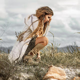 Warm Boho Hoody Cardigan for Women • Off-White Belted Wrap Cardigan by AYA Sacred Wear