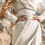 Warm Boho Hoody Cardigan for Women • Off-White Belted Wrap Cardigan by AYA Sacred Wear