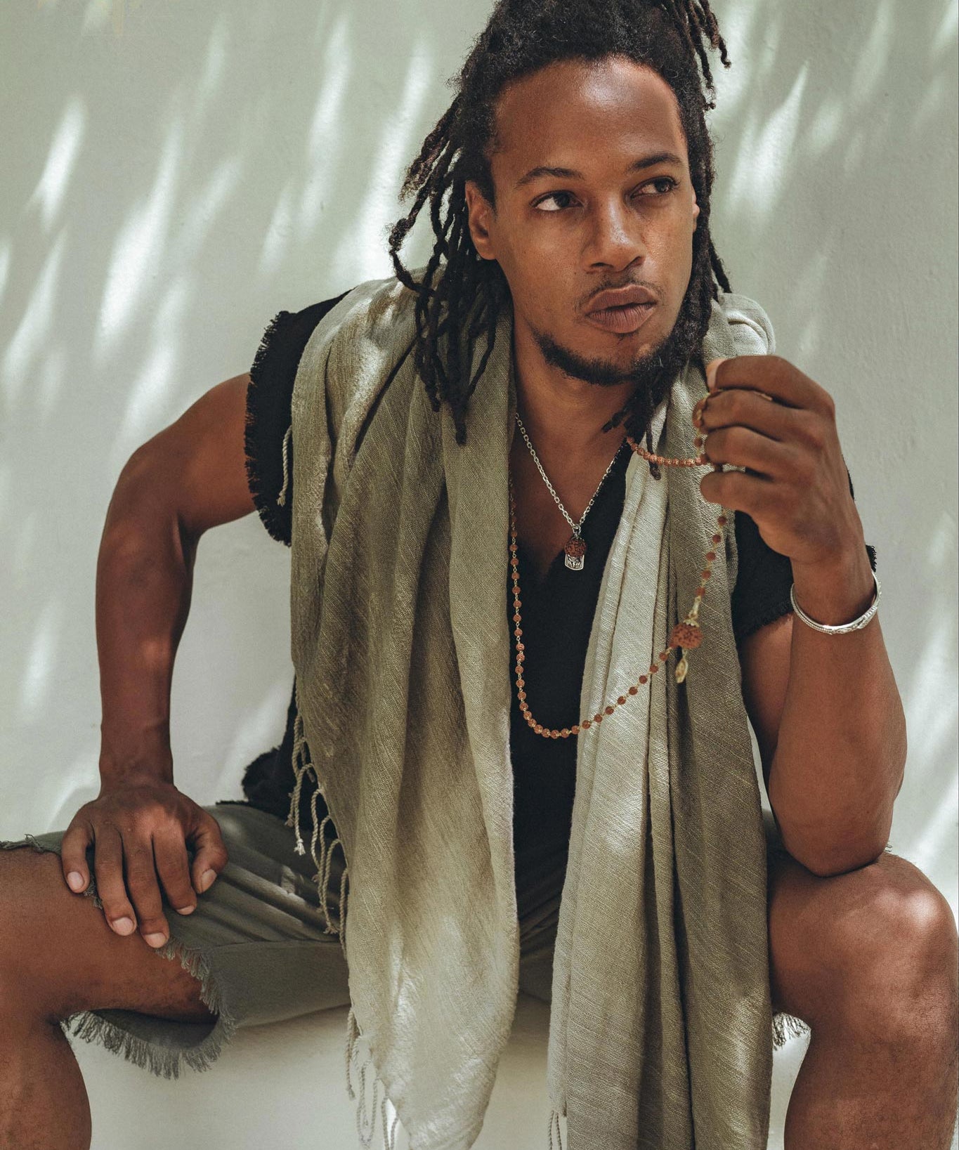 Ombre Botanically Dyed Green Cotton Scarf for Men by AYA Sacred Wear