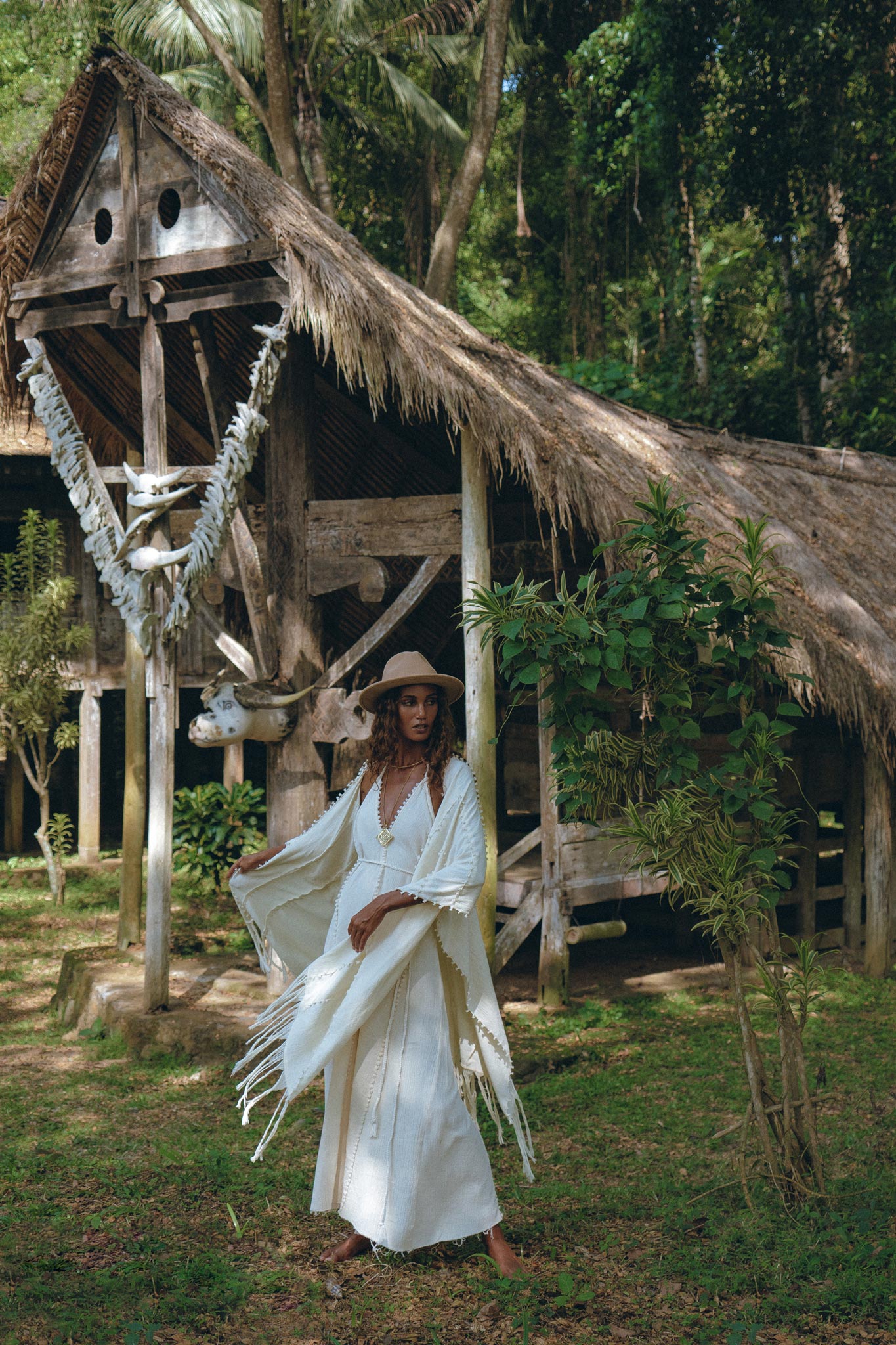 Bridal Poncho Robe • Boho Cape for Women • Bohemian Kimono Overcoat - AYA SW IDR