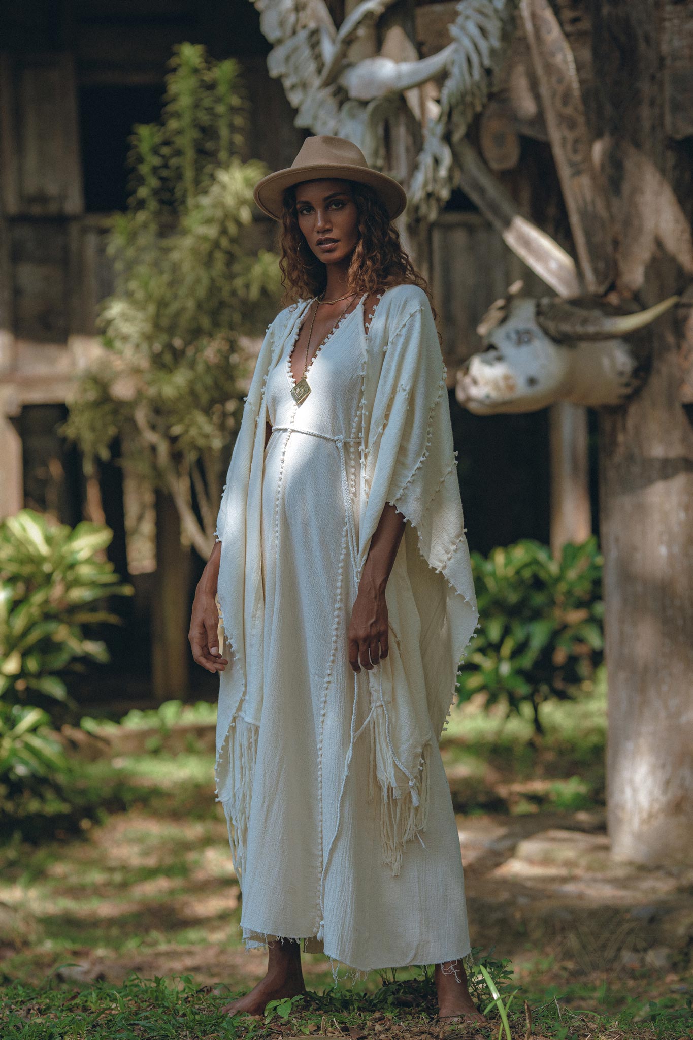 Bridal Poncho Robe • Boho Cape for Women • Bohemian Kimono Overcoat - AYA SW IDR