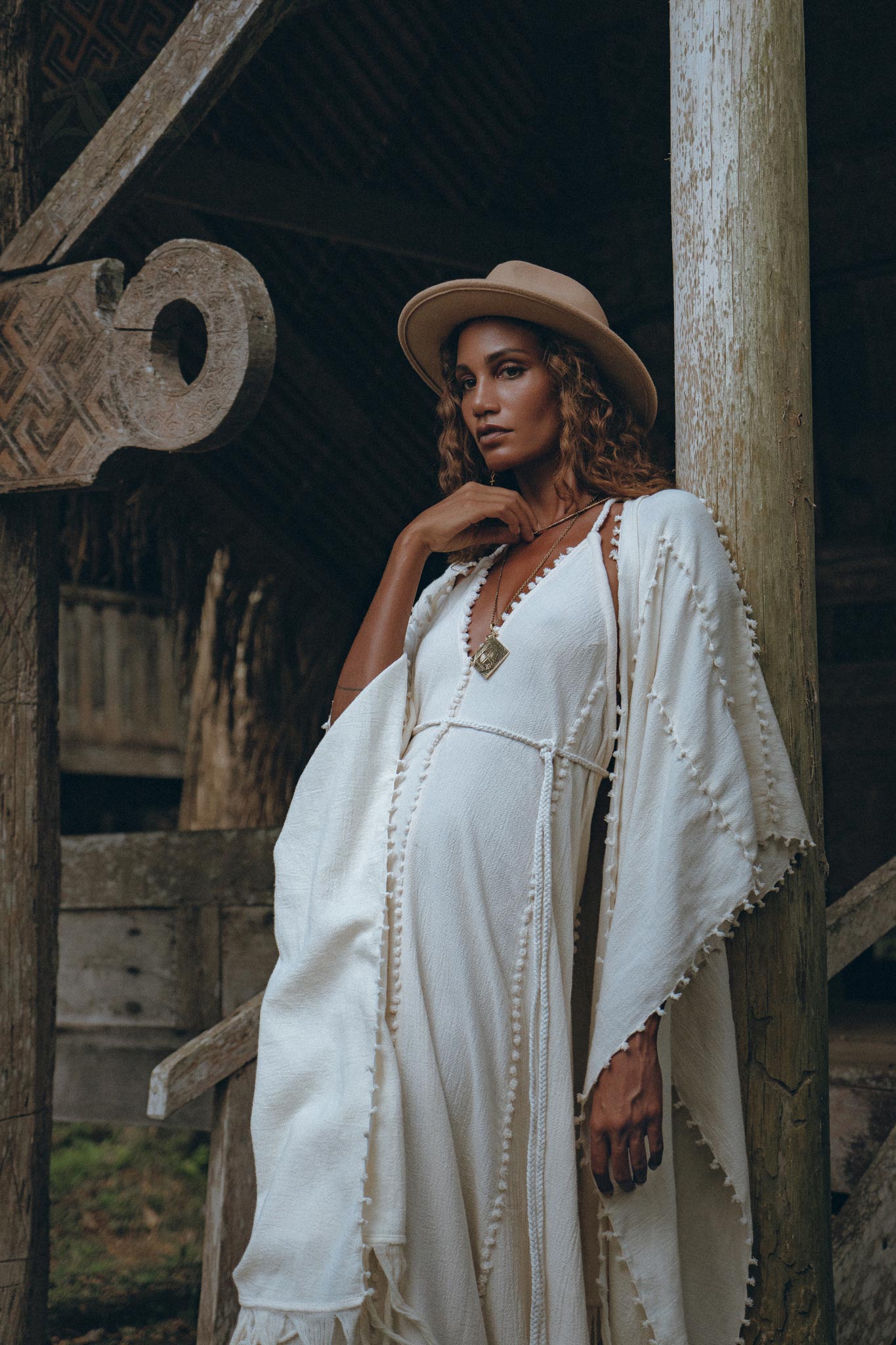 Bridal Poncho Robe • Boho Cape for Women • Bohemian Kimono Overcoat - AYA SW IDR