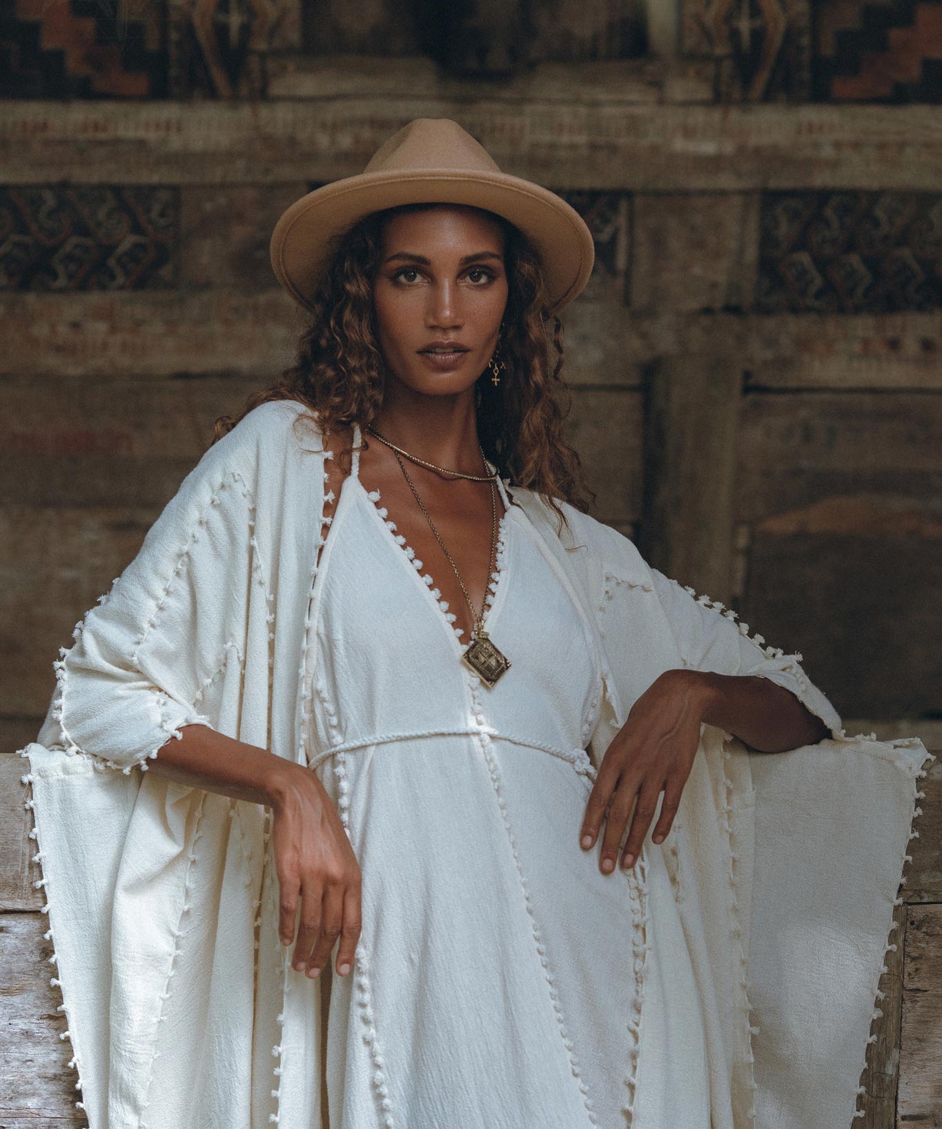 Bridal Poncho Robe • Boho Cape for Women • Bohemian Kimono Overcoat - AYA SW IDR