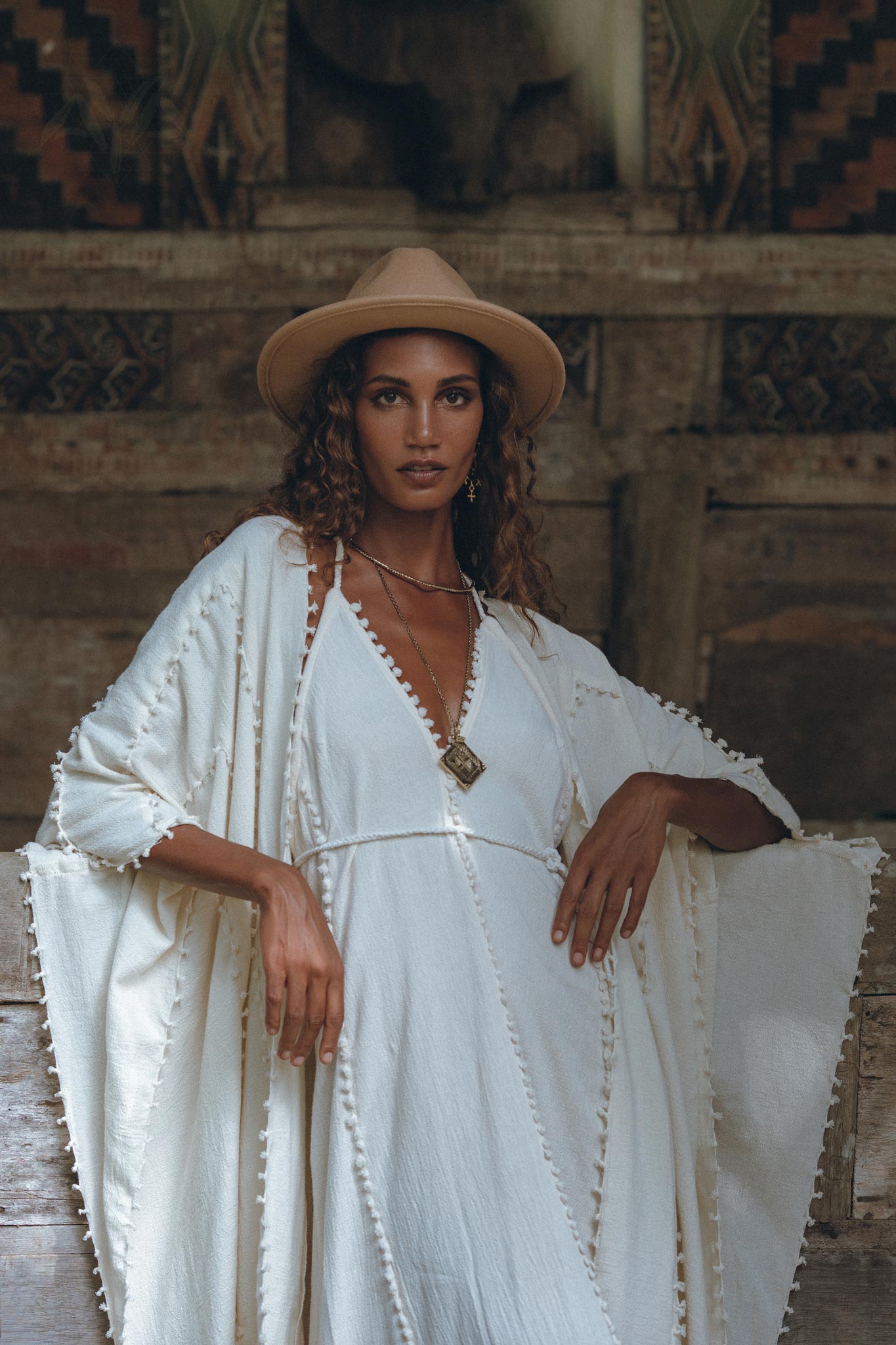 Bridal Poncho Robe • Boho Cape for Women • Bohemian Kimono Overcoat - AYA SW IDR