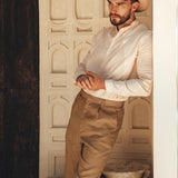 Brown Classic Linen Pants for Men - AYA SW IDR