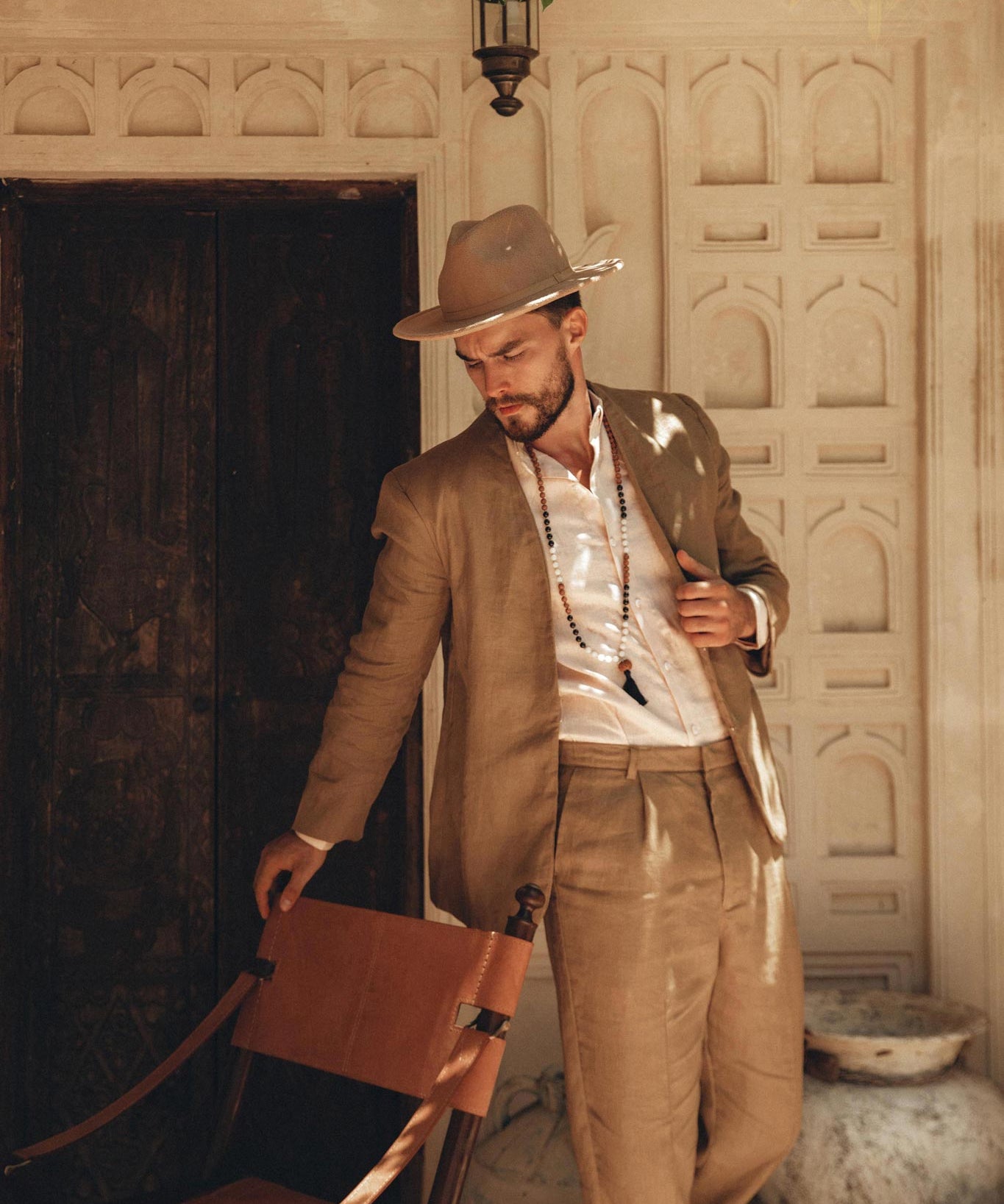 Brown Classic Linen Pants for Men - AYA SW IDR