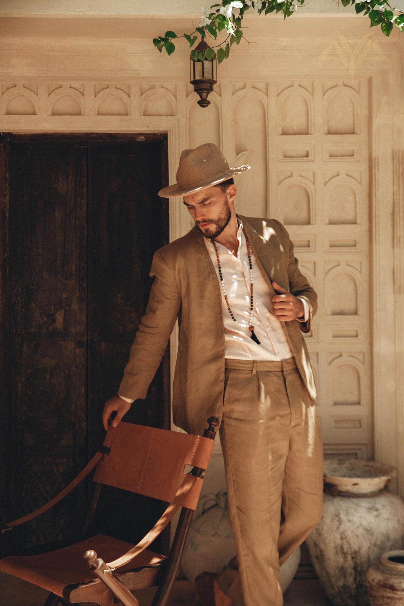 Brown Classic Linen Pants for Men - AYA SW IDR