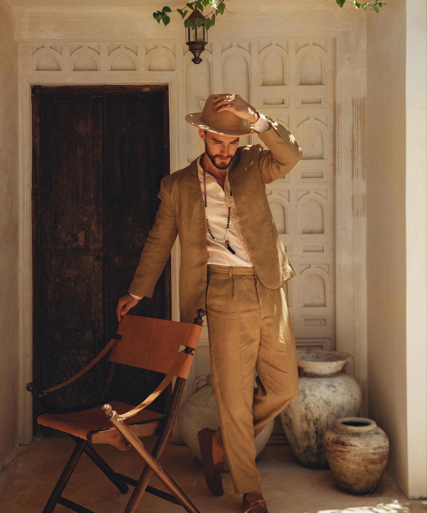 Brown Classic Linen Pants for Men - AYA SW IDR