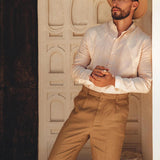 Brown Classic Linen Pants for Men - AYA SW IDR