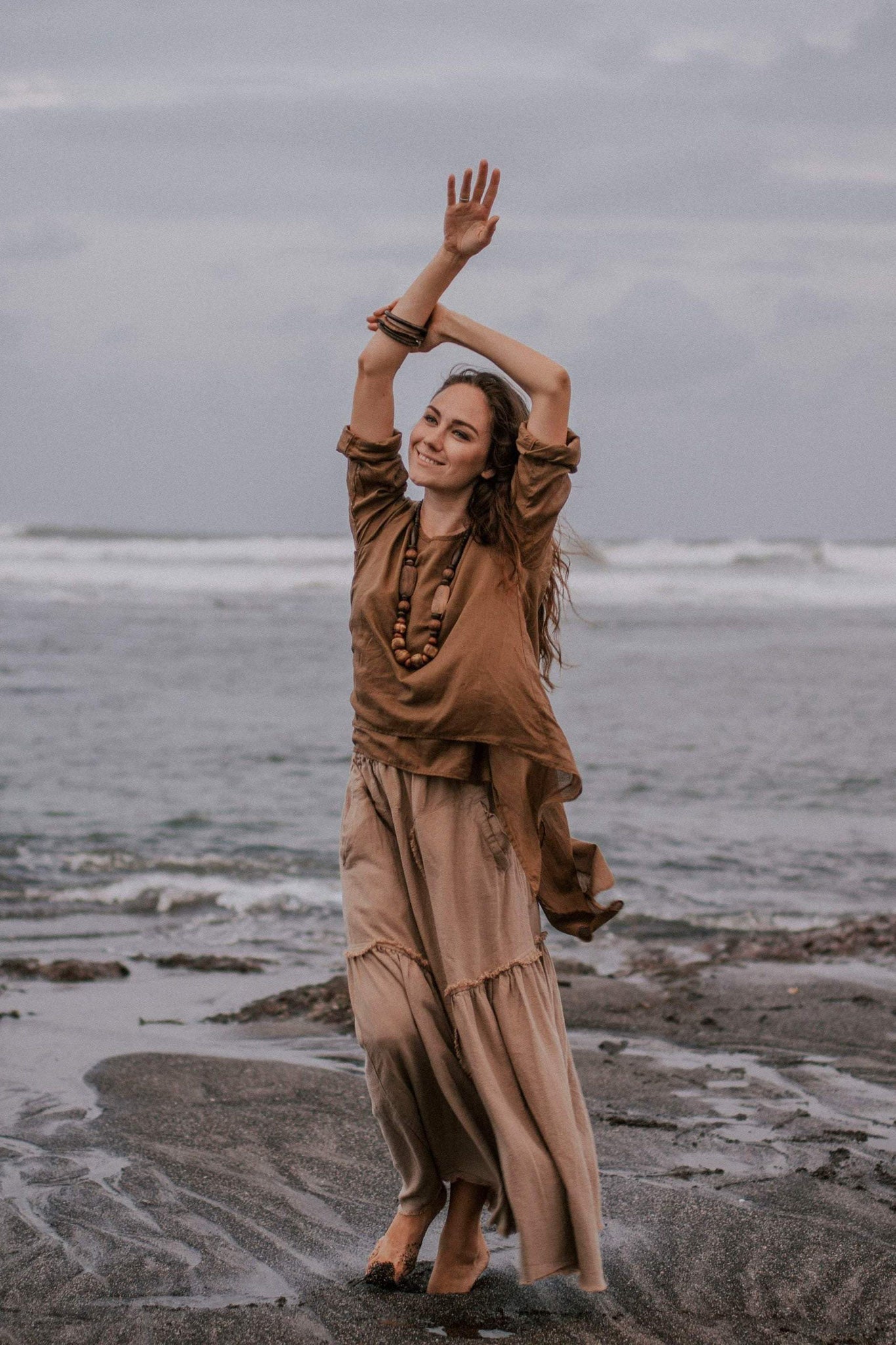 Brown Light Cotton "Dragonfly" Boho Blouse - AYA SW IDR