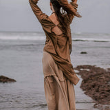 Brown Light Cotton "Dragonfly" Boho Blouse - AYA SW IDR