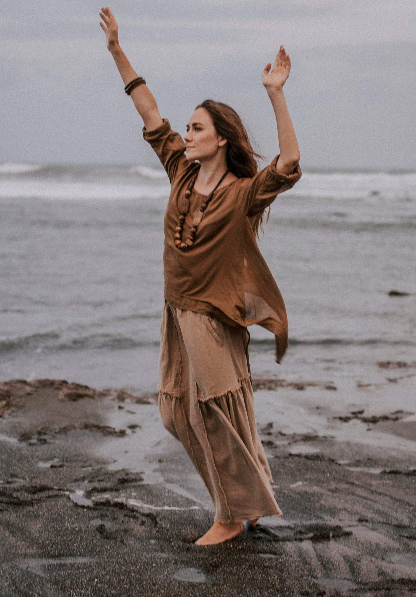 Brown Light Cotton "Dragonfly" Boho Blouse - AYA SW IDR