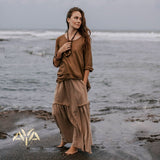 Brown Light Cotton "Dragonfly" Boho Blouse - AYA SW IDR