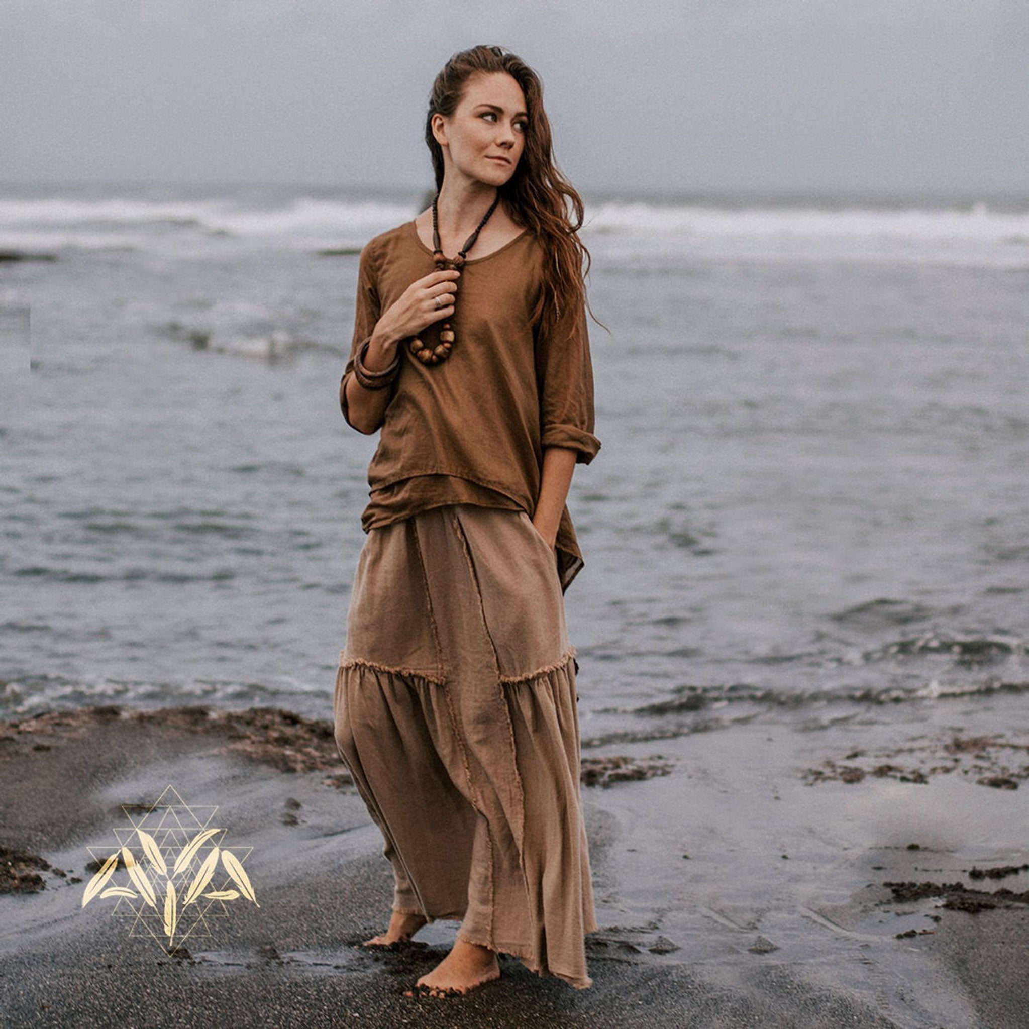 Brown Light Cotton "Dragonfly" Boho Blouse - AYA SW IDR