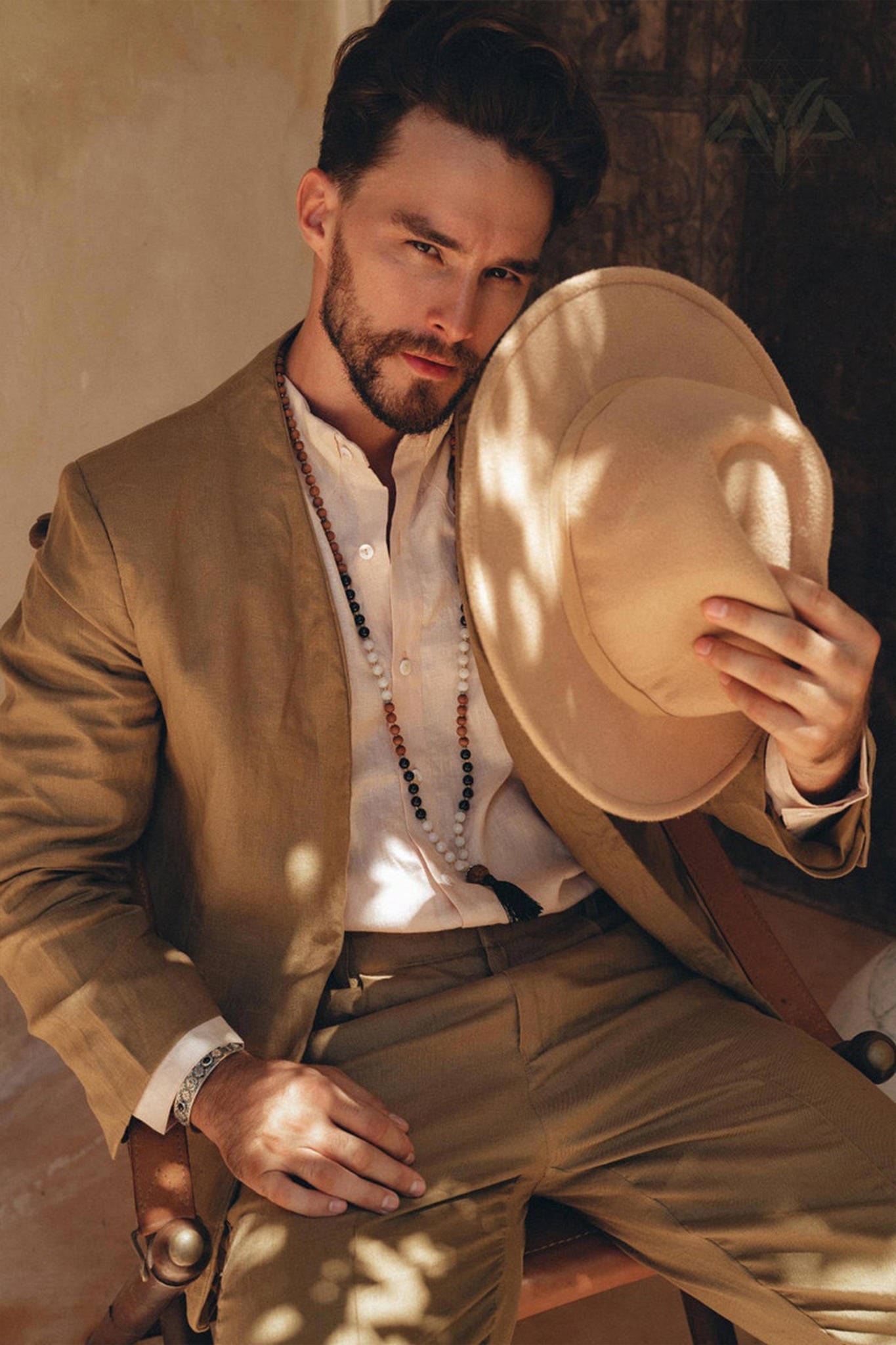 Brown Linen Blazer Jacket for Men - AYA SW IDR