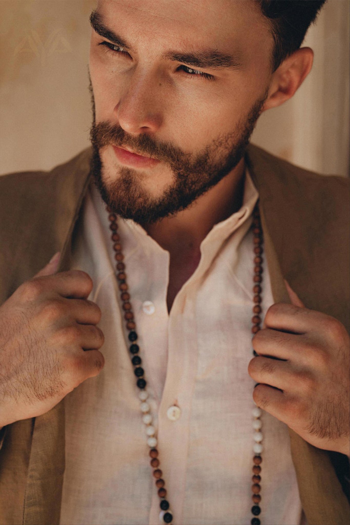 Brown Linen Blazer Jacket for Men - AYA SW IDR