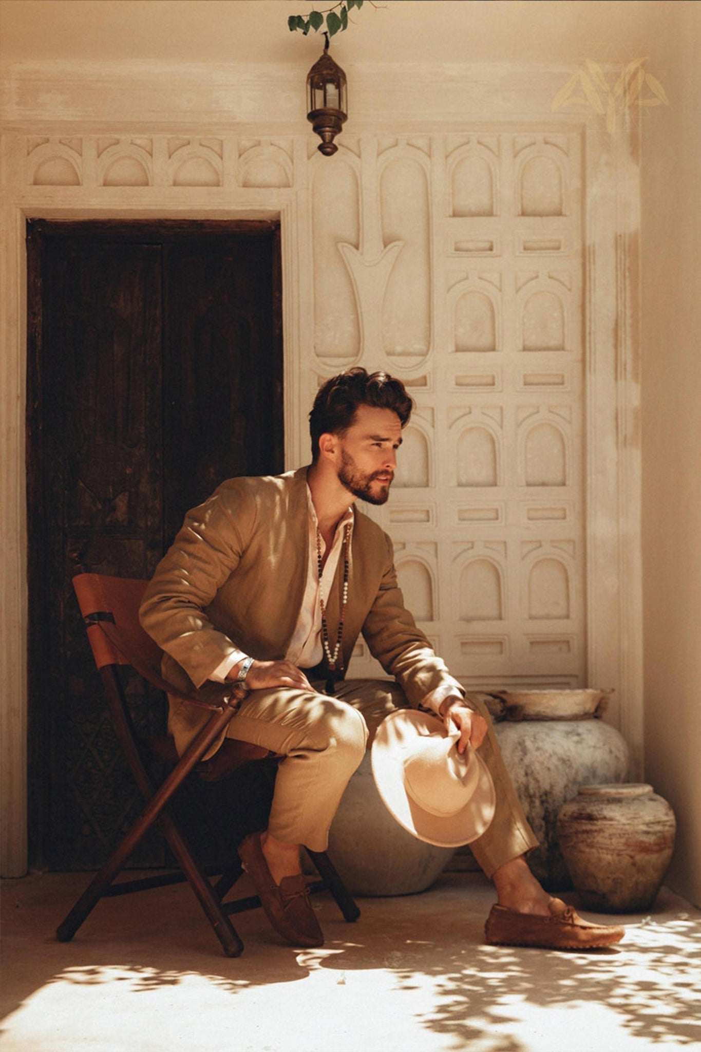 Brown Linen Blazer Jacket for Men - AYA SW IDR