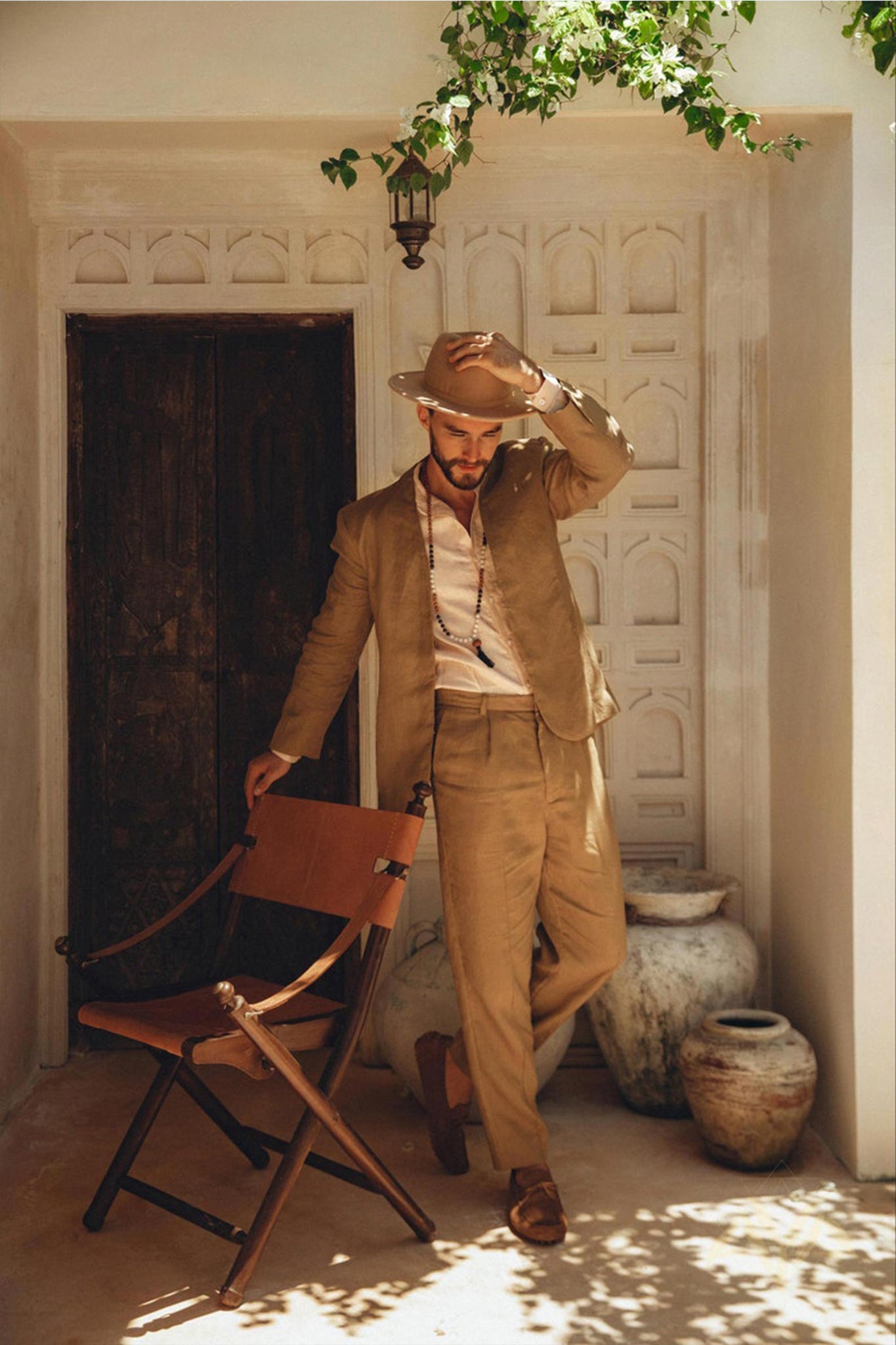 Brown Linen Blazer Jacket for Men - AYA SW IDR