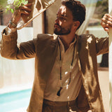 Brown Linen Blazer Jacket for Men - AYA SW IDR