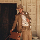 Brown Linen Blazer Jacket for Men - AYA SW IDR