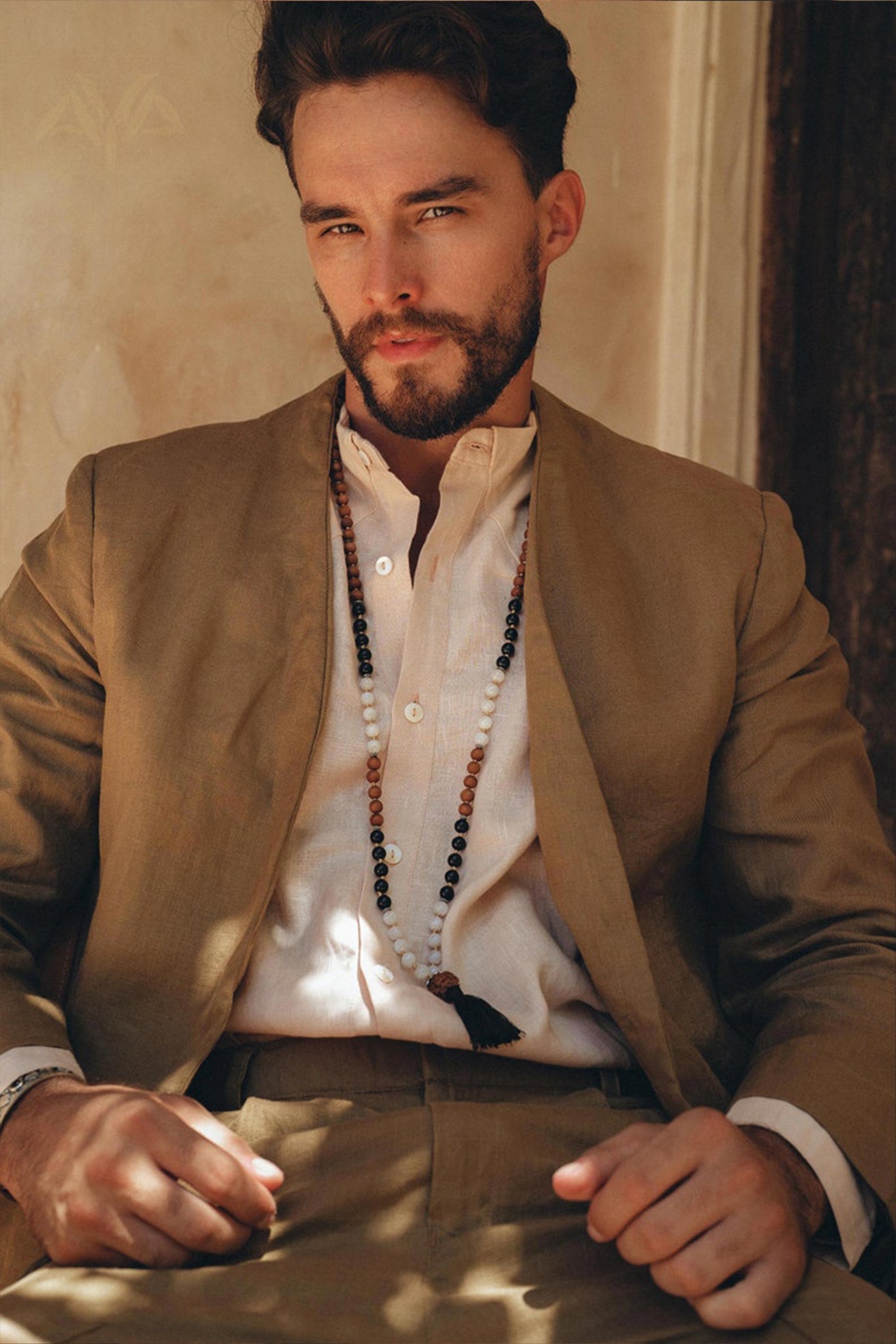 Brown Linen Blazer Jacket for Men - AYA SW IDR