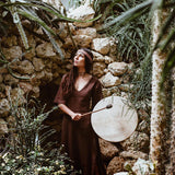 Brown Organic Cotton Boho Dress with Half Sleeves - AYA SW IDR
