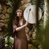 Brown Organic Cotton Boho Dress with Half Sleeves - AYA SW IDR