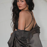 Butterfly Silk Bra Asphalt Gray Colour – Pure Silk Intimates Lingerie - AYA SW IDR