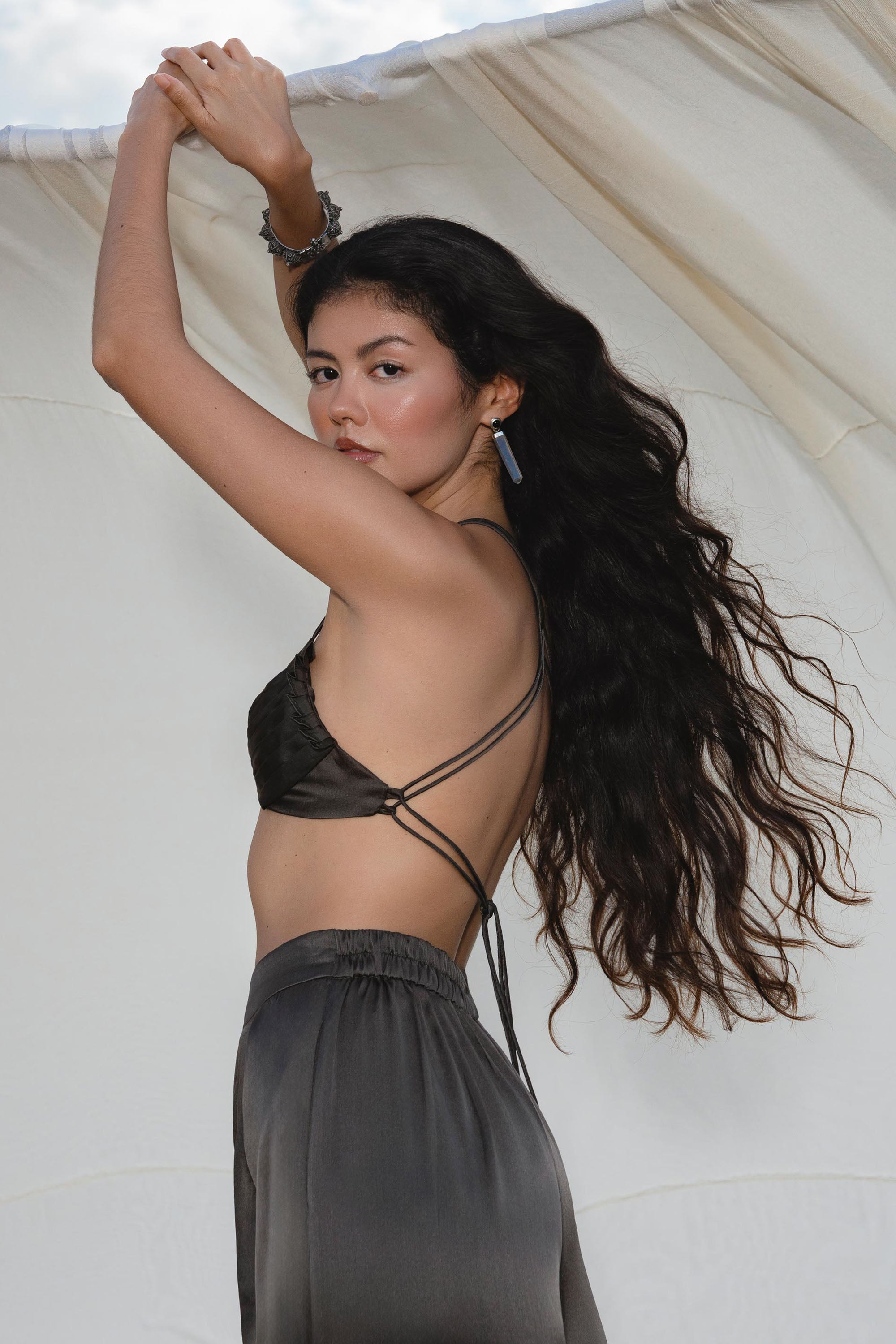 Butterfly Silk Bra Asphalt Gray Colour – Pure Silk Intimates Lingerie - AYA SW IDR