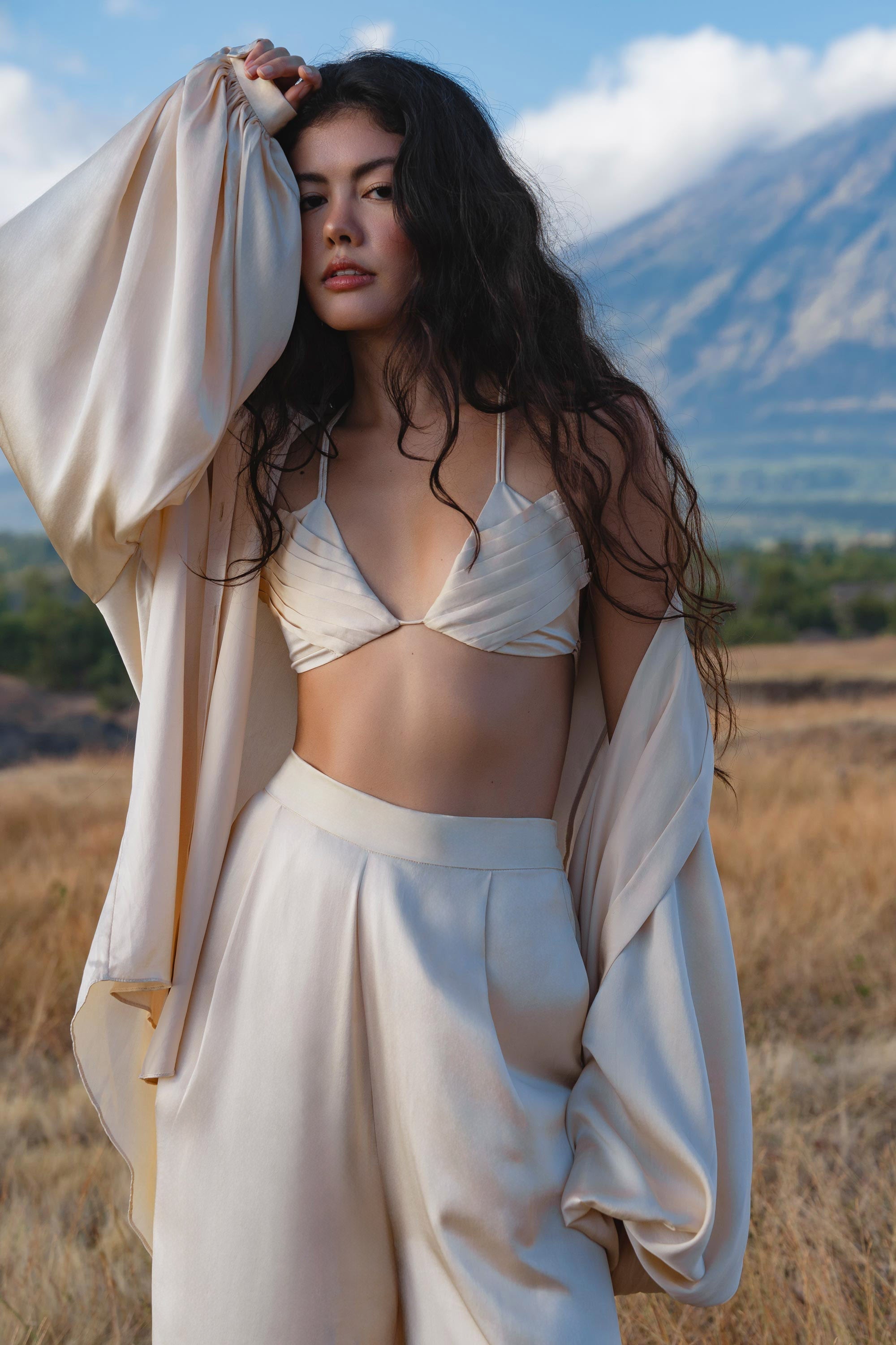 Butterfly Silk Bra Cream – Pure Silk Bralette Handmade - AYA SW IDR
