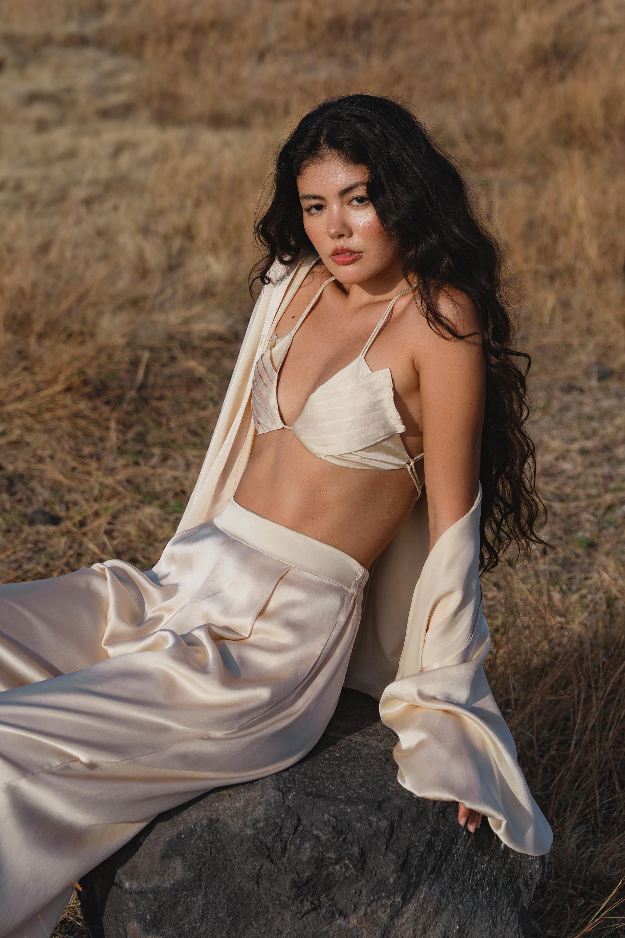 Butterfly Silk Bra Cream – Pure Silk Bralette Handmade - AYA SW IDR