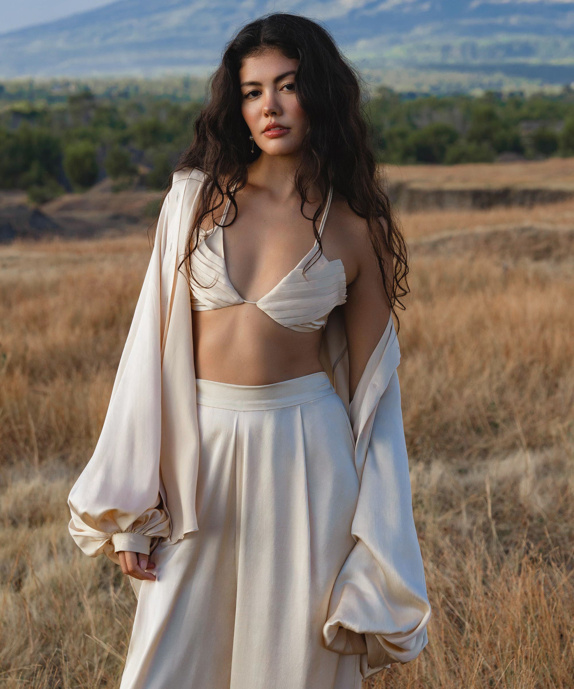 Butterfly Silk Bra Cream – Pure Silk Bralette Handmade - AYA SW IDR