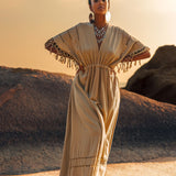 Creamy Sage Boho Dress • Plus Size Dress for Women • Kaftan Maxi Dress - AYA SW IDR