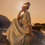 Creamy Sage Boho Dress • Plus Size Dress for Women • Kaftan Maxi Dress - AYA SW IDR