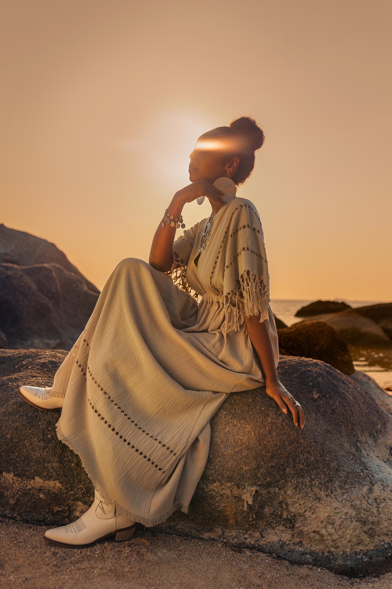 Creamy Sage Boho Dress • Plus Size Dress for Women • Kaftan Maxi Dress - AYA SW IDR