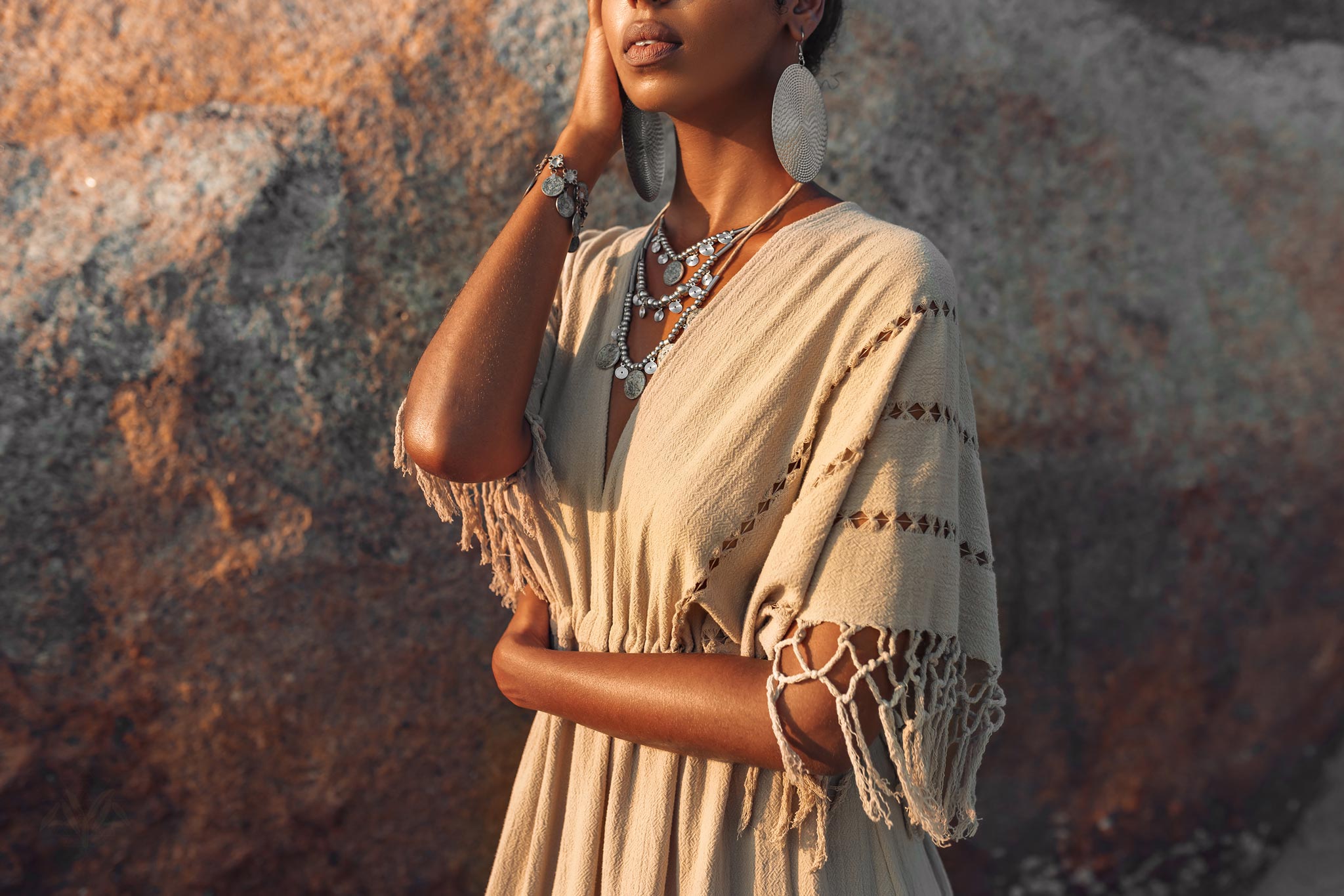 Creamy Sage Boho Dress • Plus Size Dress for Women • Kaftan Maxi Dress - AYA SW IDR