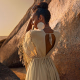 Creamy Sage Boho Dress • Plus Size Dress for Women • Kaftan Maxi Dress - AYA SW IDR