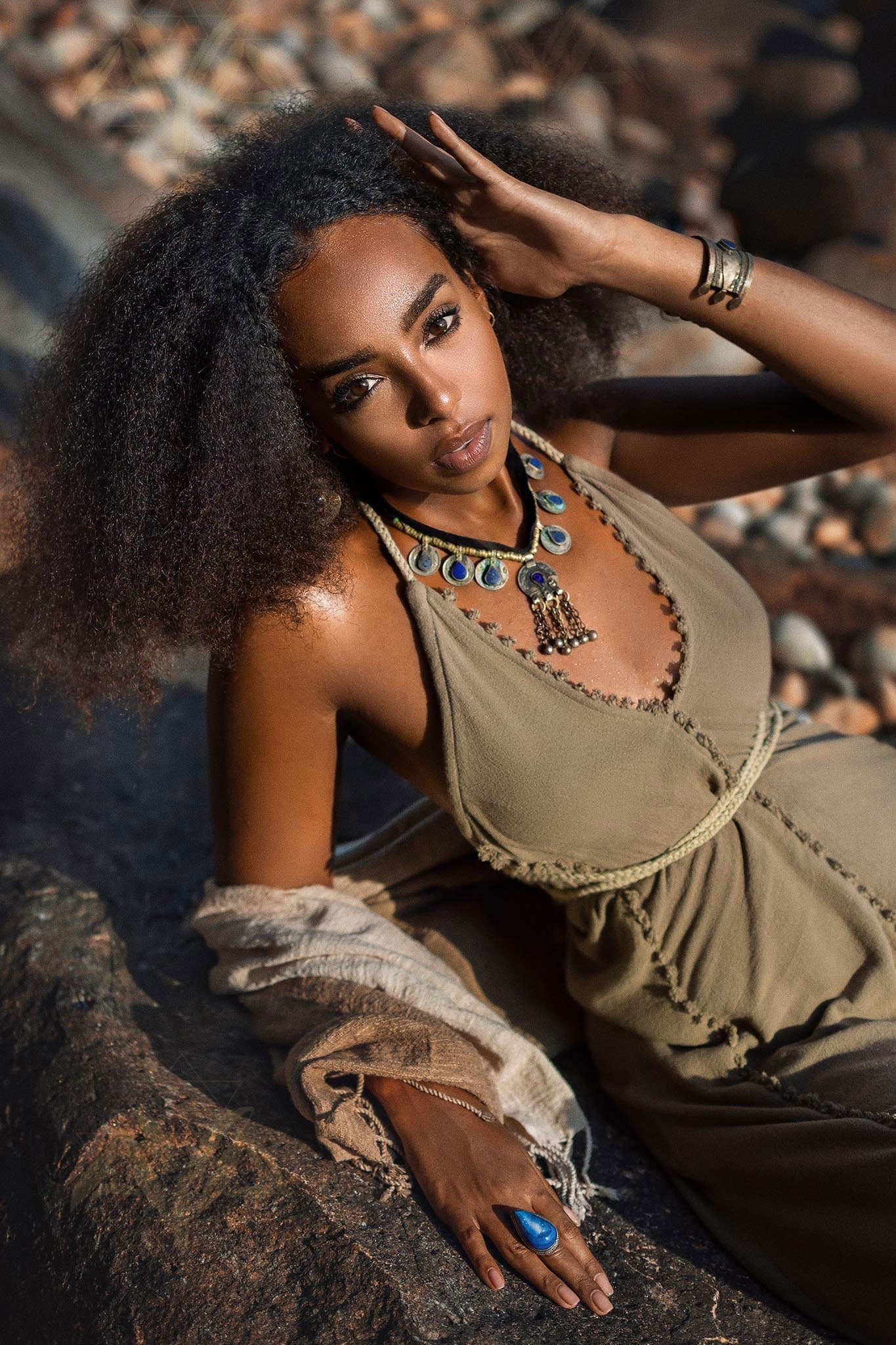 Dark Green Greek Goddess Dress • Bohemian Braided Dress • Open Back Dress - AYA SW IDR