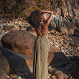 Dark Green Greek Goddess Dress • Bohemian Braided Dress • Open Back Dress - AYA SW IDR