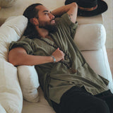 Sage Green Tribal Kimono Robe for Men by AYA Sacred Wear