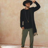Dark Green Long Cotton Pants for Men - AYA SW IDR