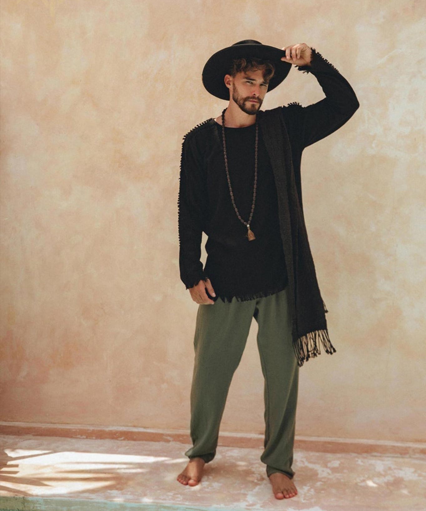 Dark Green Long Cotton Pants for Men - AYA SW IDR