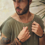 Dark Green Raw Edge Thick Cotton Top Tee for Men - AYA SW IDR