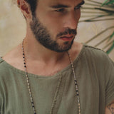 Dark Green Raw Edge Thick Cotton Top Tee for Men - AYA SW IDR