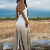 Dhara Loom Dress in Ombre Mocco Colour — Backless Macrame Pure Cotton Boho Dress - AYA SW IDR