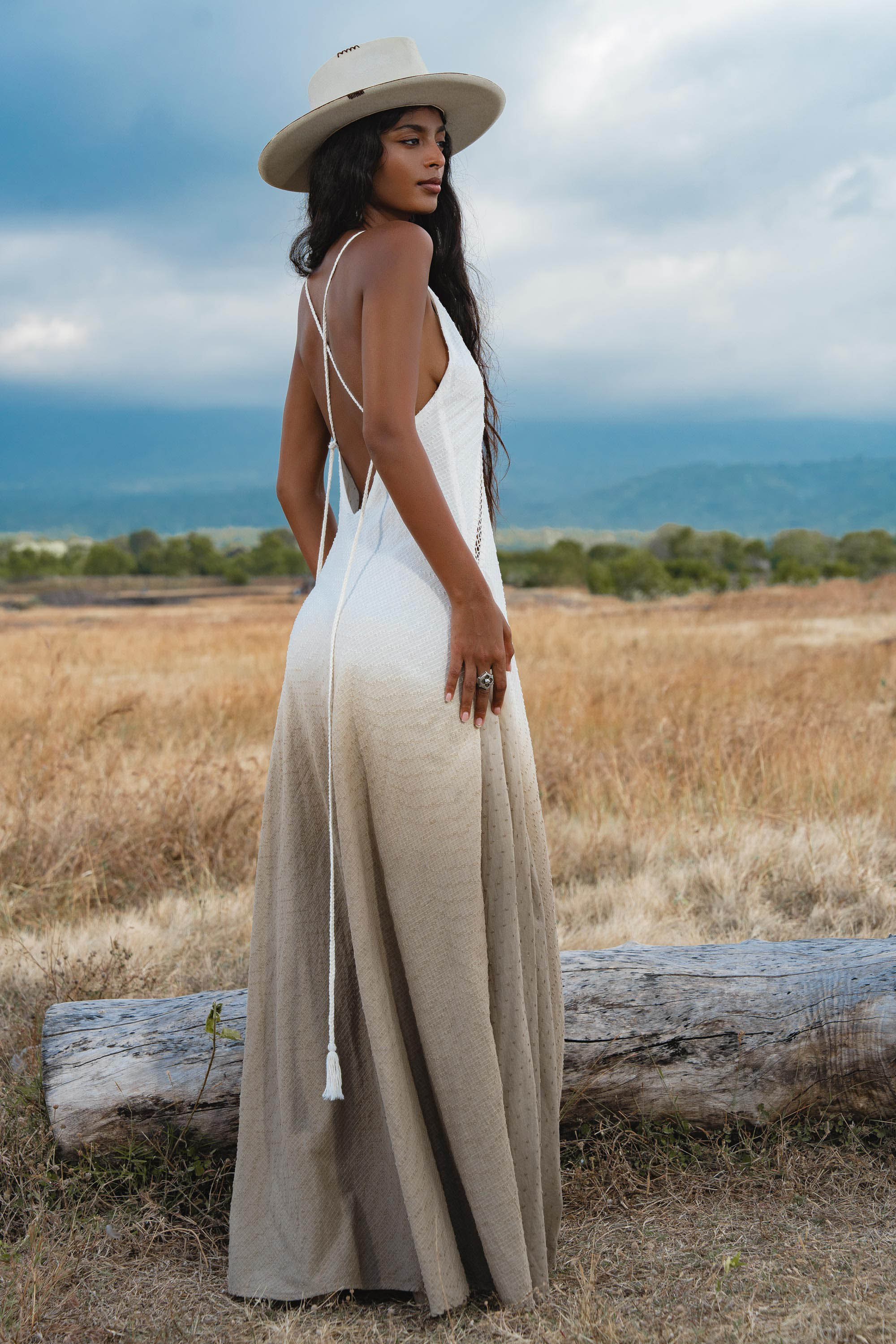 Dhara Loom Dress in Ombre Mocco Colour — Backless Macrame Pure Cotton Boho Dress - AYA SW IDR