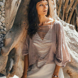 Dry Lavender Hand Loomed Raw Cotton Top - AYA SW IDR