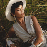 Dusty Blue Ambrosia Set Top & Trousers • Organic Set for Women • Boho Crop Top and Pants - AYA SW IDR