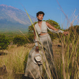 Dusty Blue Ambrosia Set Top & Trousers • Organic Set for Women • Boho Crop Top and Pants - AYA SW IDR